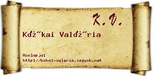 Kókai Valéria névjegykártya